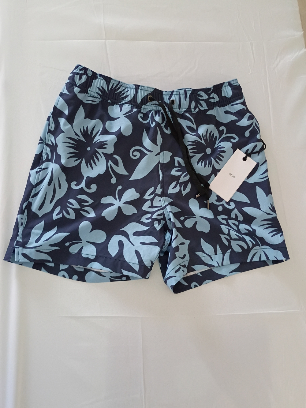 Onia 5" Men Swim Short Lined Trunk Volley Solid Blue Floral Small Luxury New!